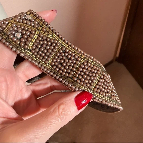 Vintage Antique Deco Retro brown Glass pearl Peter Pan Collar 1940’s 50’s - Picture 8 of 17